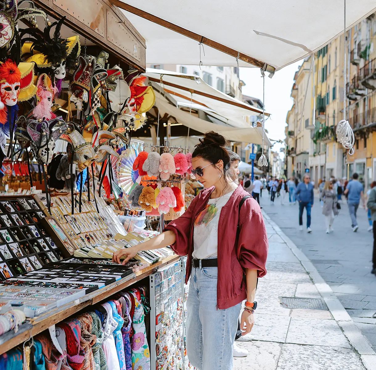 Woman shopping in Italy
